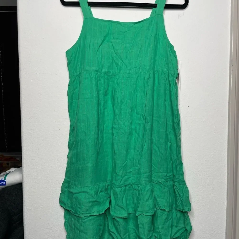 Green Sleeveless Ruffle Dress